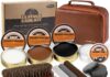Shoe Shine Kit – 15-in-1 Leather Shoe Polish & Care Set with Black Brown Neutral Shoe Polish, Mink Oil, 4 Horsehair Brushes, 3 Cloths Sponge Boot Cleaning Kit Father Day Mens Gifts Luxury Leather Case