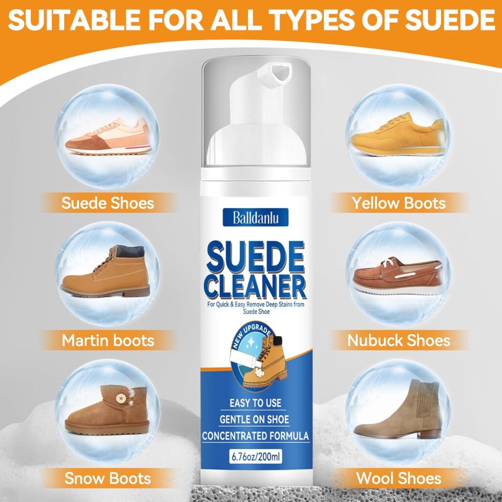 Suede Shoe Cleaner, Suede and Nubuck Cleaner, No-Rinse Foam Shoe Cleaner Kit for Leather, Boots, Knit, Canvas Suede Shoe Cleaner, Suede and Nubuck Cleaner, No-Rinse Foam Shoe Cleaner Kit for Leather, Boots, Knit, Canvas